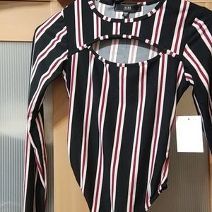 Stripe body suite multi color soft fabric